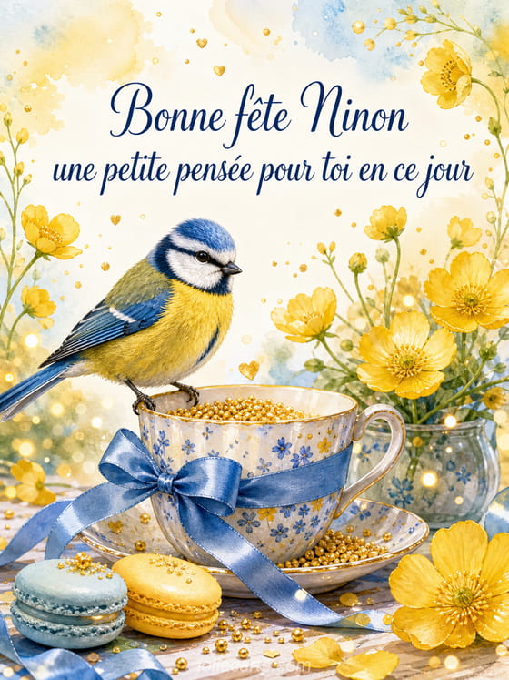 Carte bonne fĂȘte Ninon