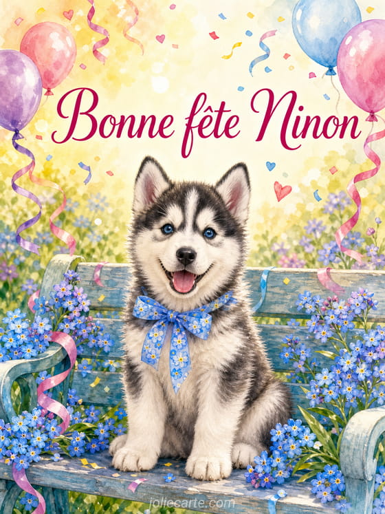 Carte bonne fĂȘte Ninon