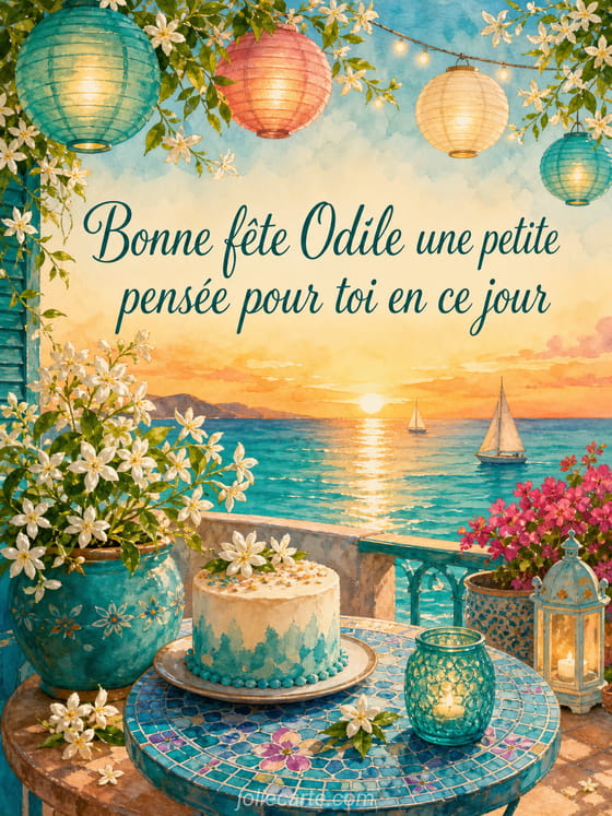 Carte bonne fête Odile