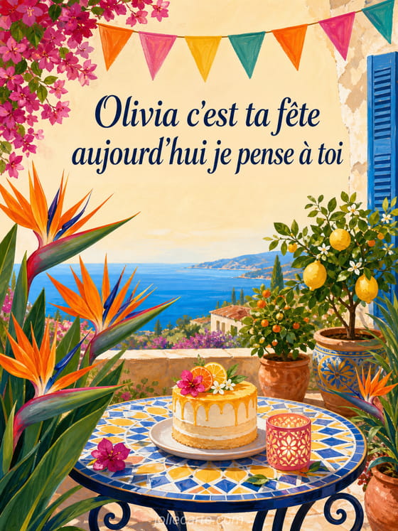 Carte bonne fête Olivia