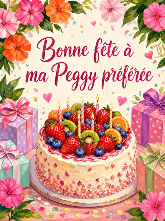 Carte bonne fĂȘte Peggy