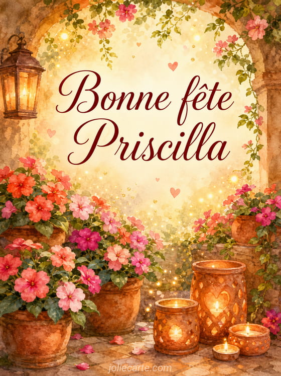 Carte bonne fĂȘte Priscilla