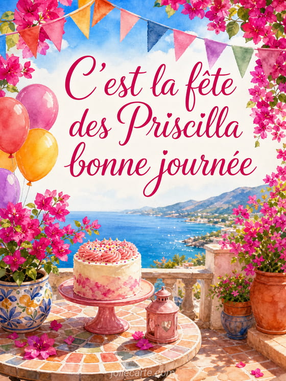Carte bonne fĂȘte Priscilla