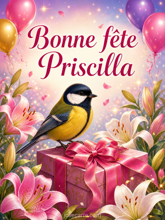 Carte bonne fĂȘte Priscilla