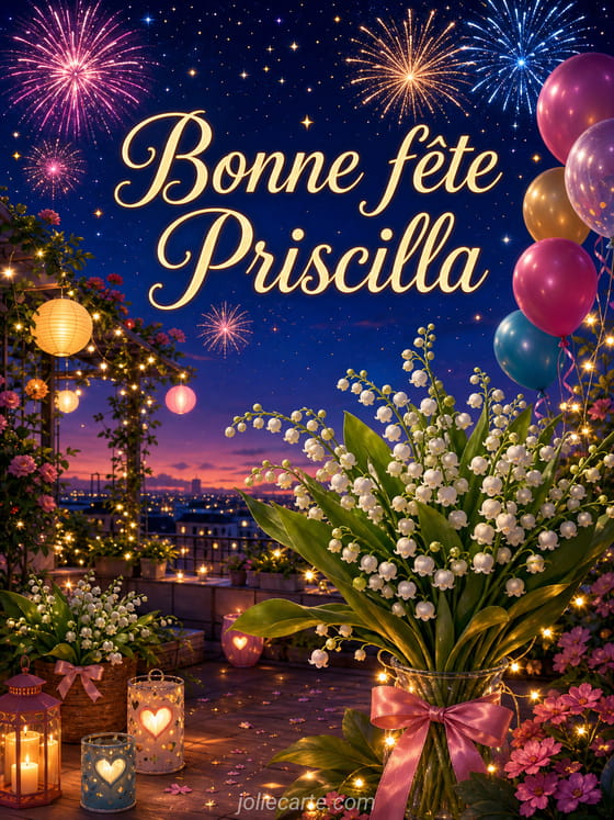 Carte bonne fĂȘte Priscilla