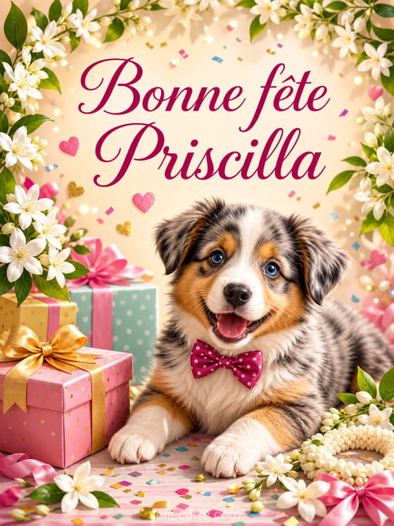 Carte bonne fĂȘte Priscilla
