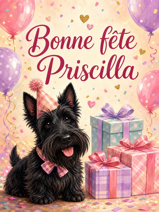 Carte bonne fĂȘte Priscilla