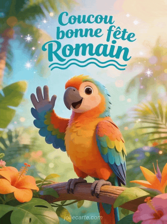 Carte bonne fête Romain animée