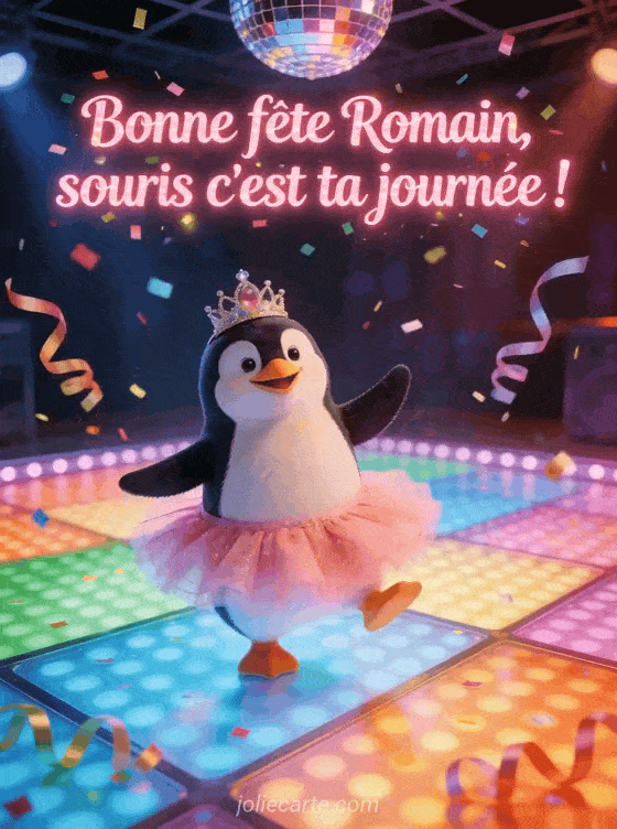 Carte bonne fête Romain animée