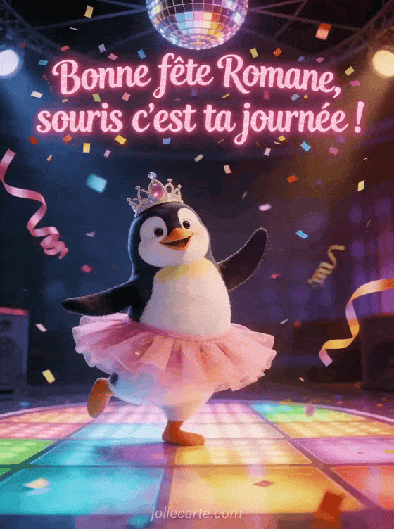 Carte bonne fête Romane animée