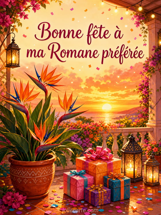 Carte bonne fête Romane