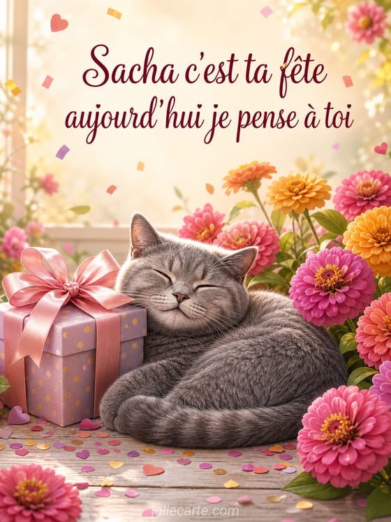 Carte bonne fĂȘte Sacha