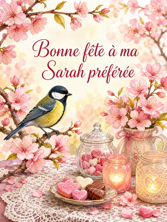 Carte bonne fĂȘte Sarah
