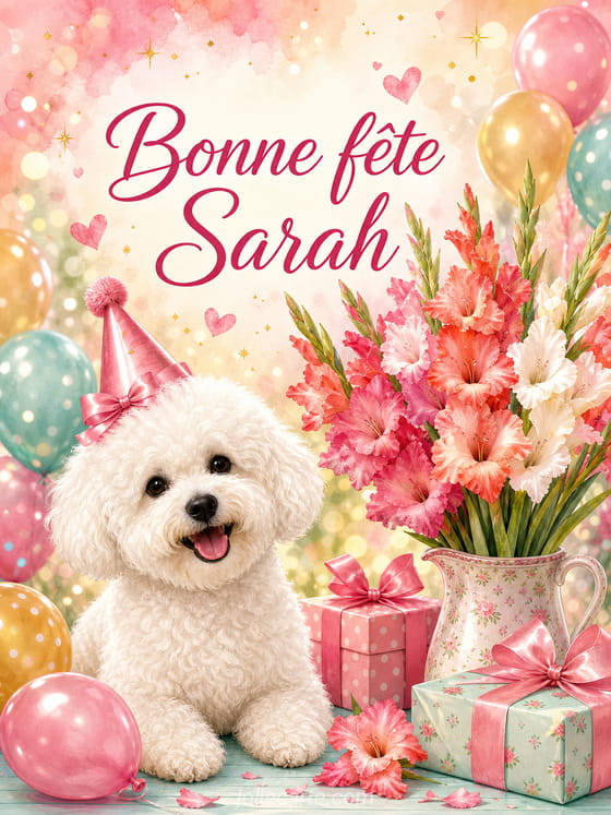 Carte bonne fĂȘte Sarah