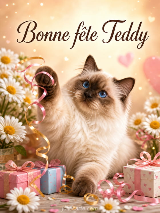 Carte bonne fĂȘte Teddy