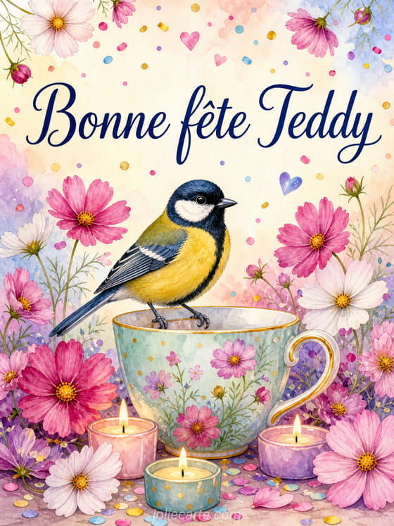 Carte bonne fĂȘte Teddy