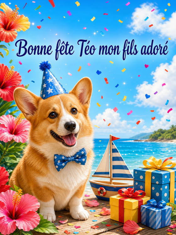 Carte bonne fĂȘte TĂ©o