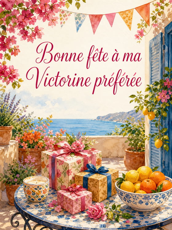Carte bonne fĂȘte Victorine