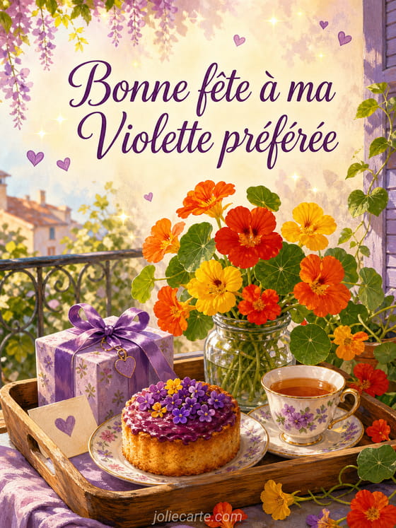Carte bonne fĂȘte Violette