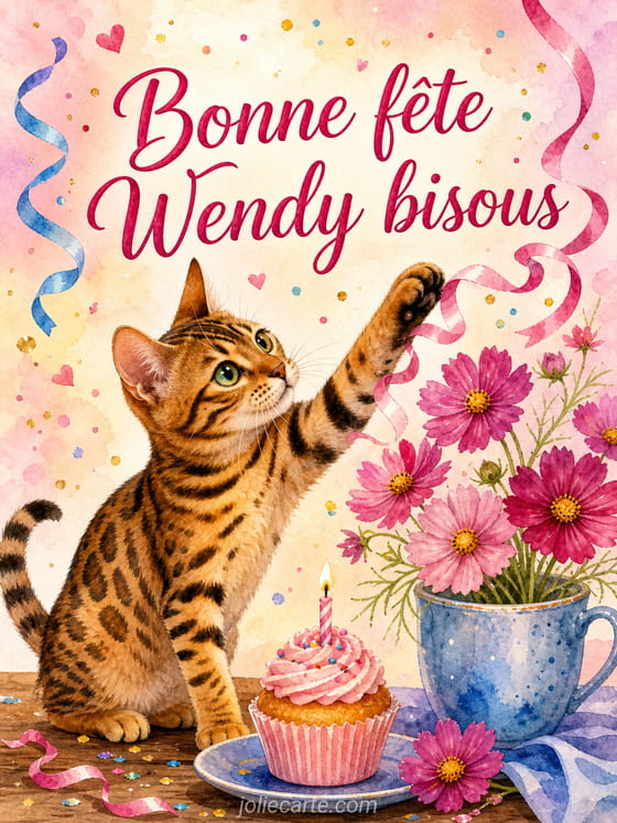 Carte bonne fĂȘte Wendy