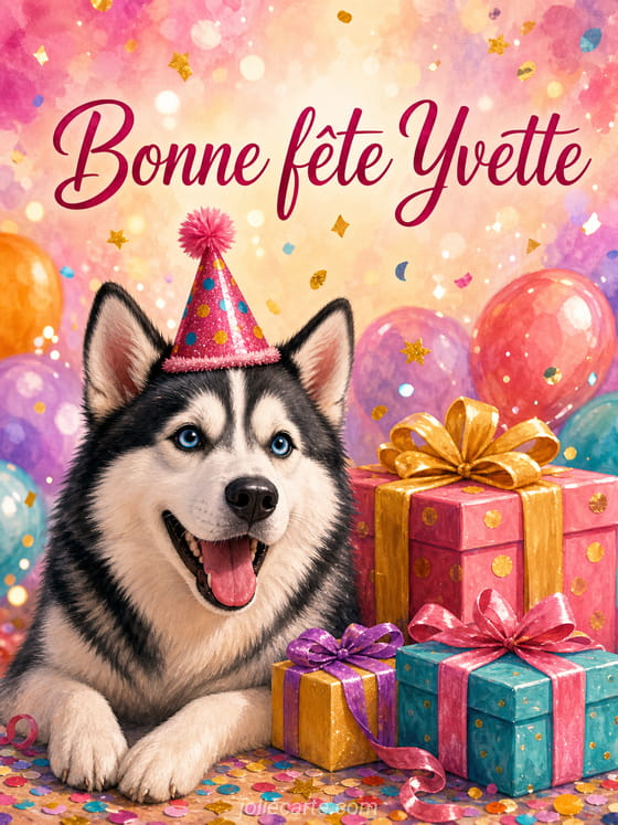 Carte bonne fĂȘte Yvette