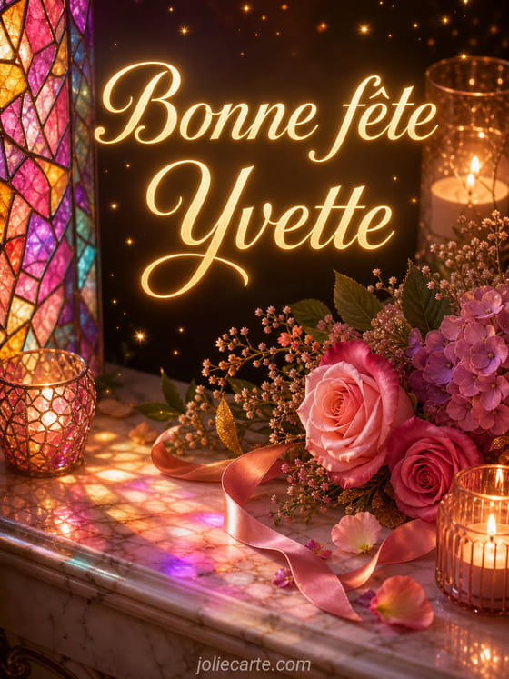 Carte bonne fĂȘte Yvette