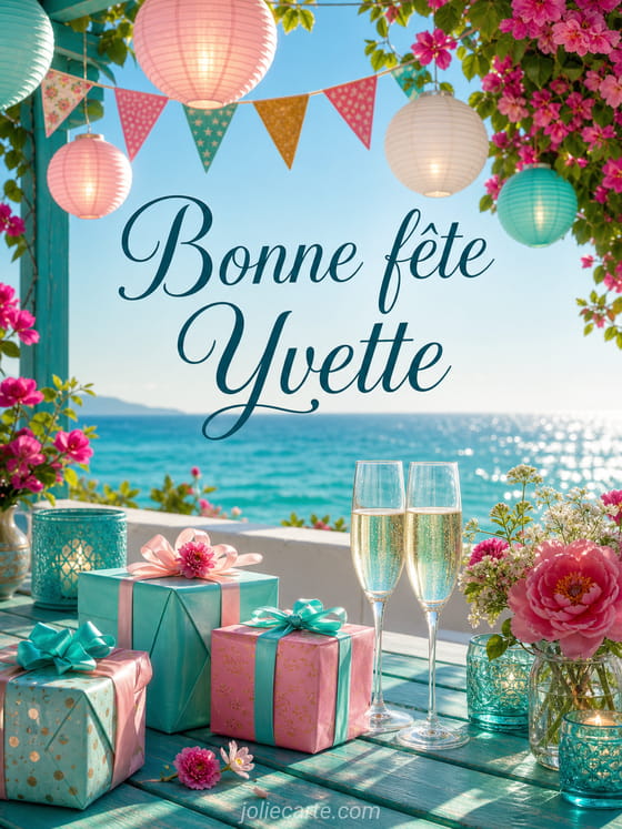 Carte bonne fĂȘte Yvette