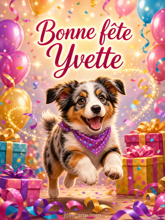 Carte bonne fĂȘte Yvette