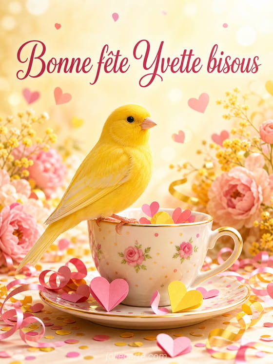 Carte bonne fĂȘte Yvette