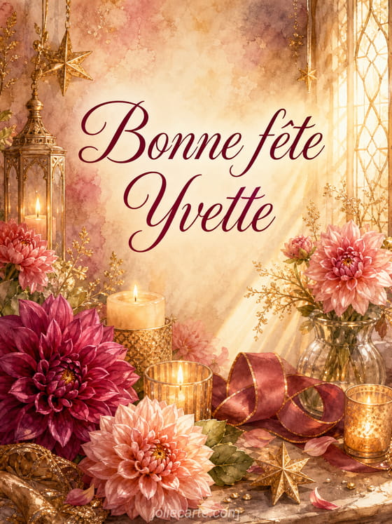 Carte bonne fĂȘte Yvette