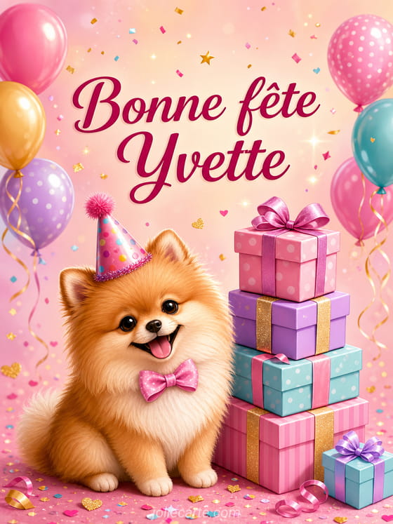 Carte bonne fĂȘte Yvette