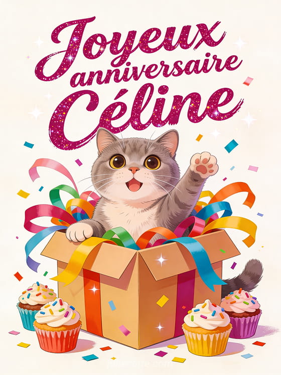 Joyeux Anniversaire C line Chat JolieCarte