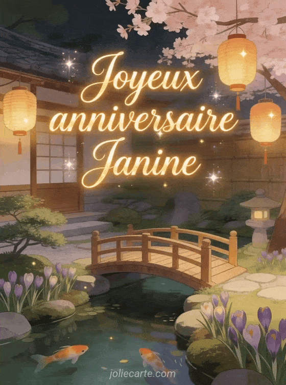 Joyeux anniversaire Janine - Jolie carte joyeux anniversaire janine