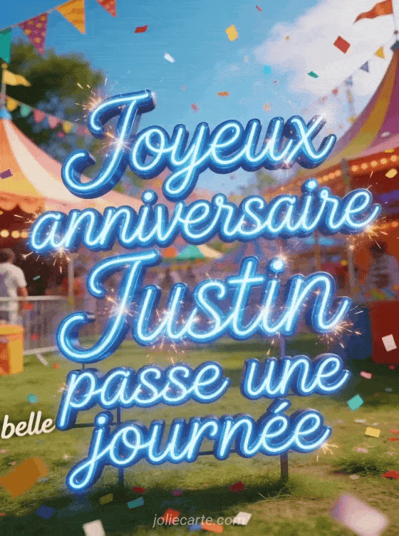 Joyeux anniversaire Justin - Carte joyeux anniversaire justin gratuite