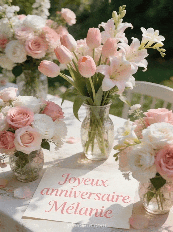 Joyeux anniversaire Mélanie - Joyeux anniversaire melanie fleurs