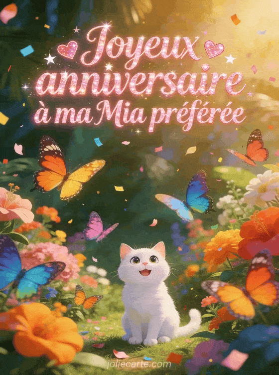 Joyeux anniversaire Mia - Carte joyeux anniversaire mia gratuite