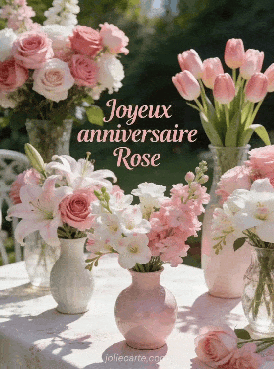 Joyeux anniversaire Rose - Joyeux anniversaire rose fleurs