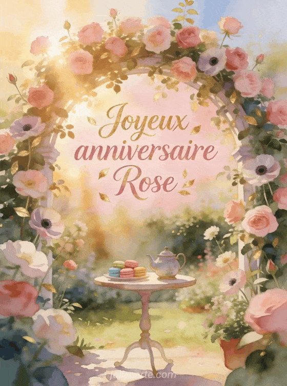Joyeux anniversaire Rose - Jolie carte joyeux anniversaire rose